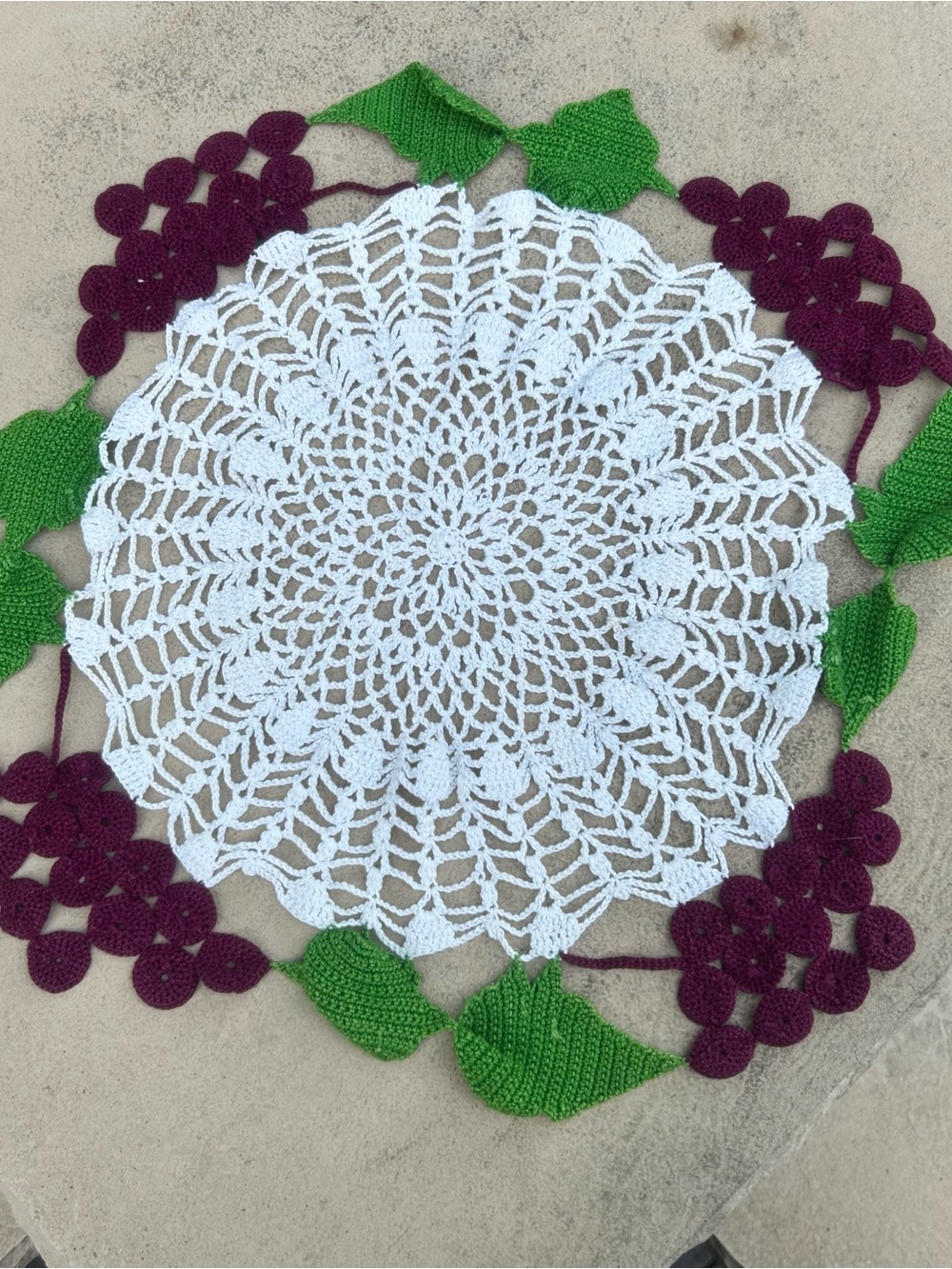 Handmade 15 inch Crocheted Grape Doily